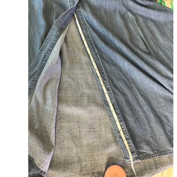 Calvin Klein Womens Blue Jeans Long Dress Front Slit FLAW BELT MISSING - Picture 12 of 15